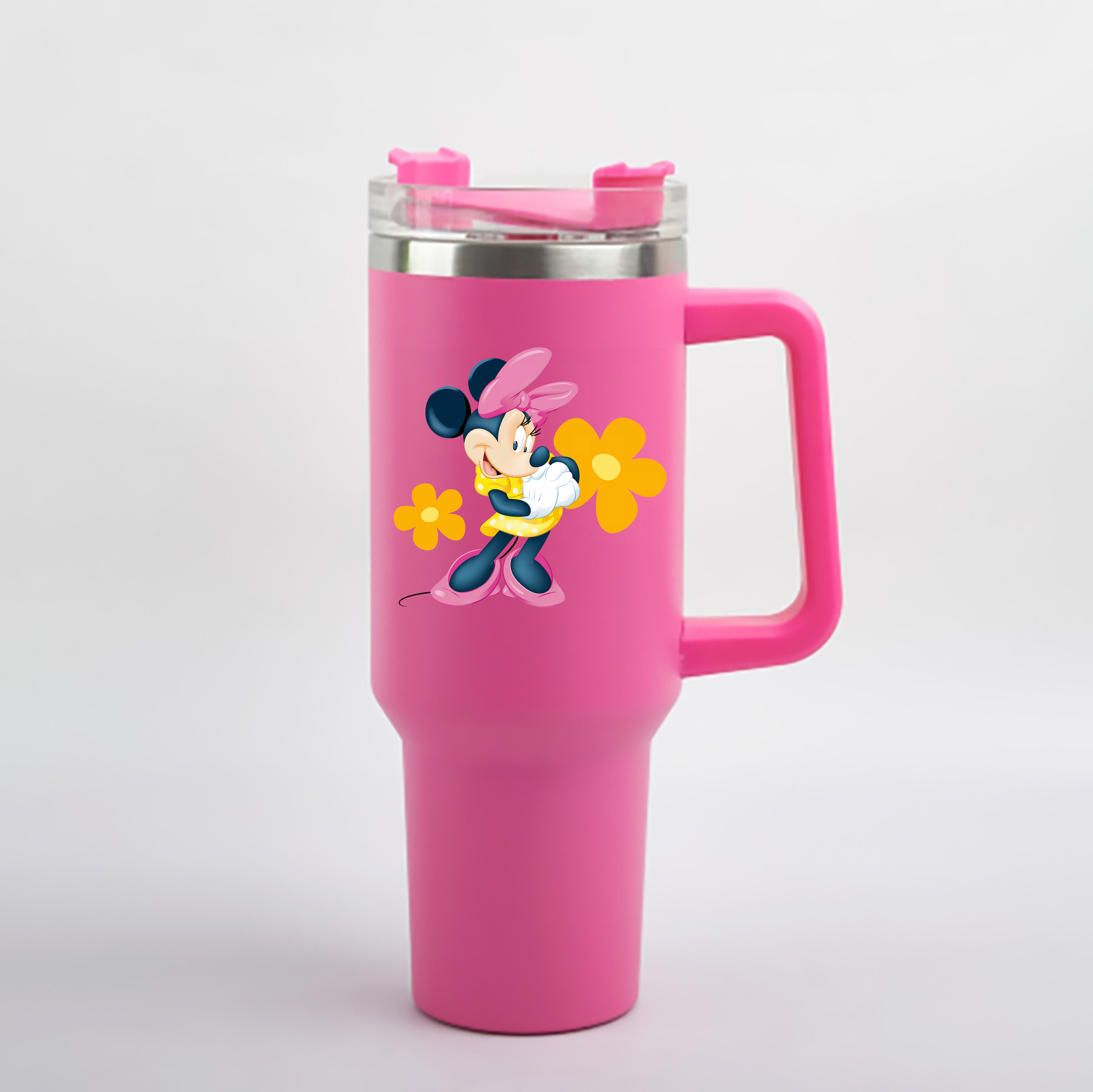 （画像用） ミッキーマウス Mickey Mouse 1200mL車用タンブラー - クリスタルステッカー（プラスチックストロー付き）